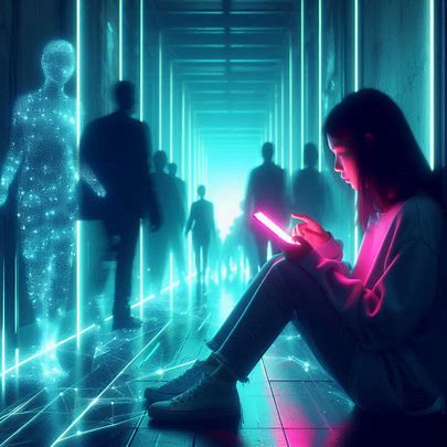 Hand reaching towards a glowing smartphone, representing the digital struggle to escape the fleeting happiness trap.