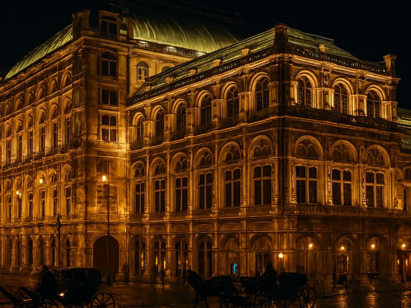 “Illuminated Vienna State Opera House at night, showcasing cultural charm and elegance among the best travel destinations in Europe.”