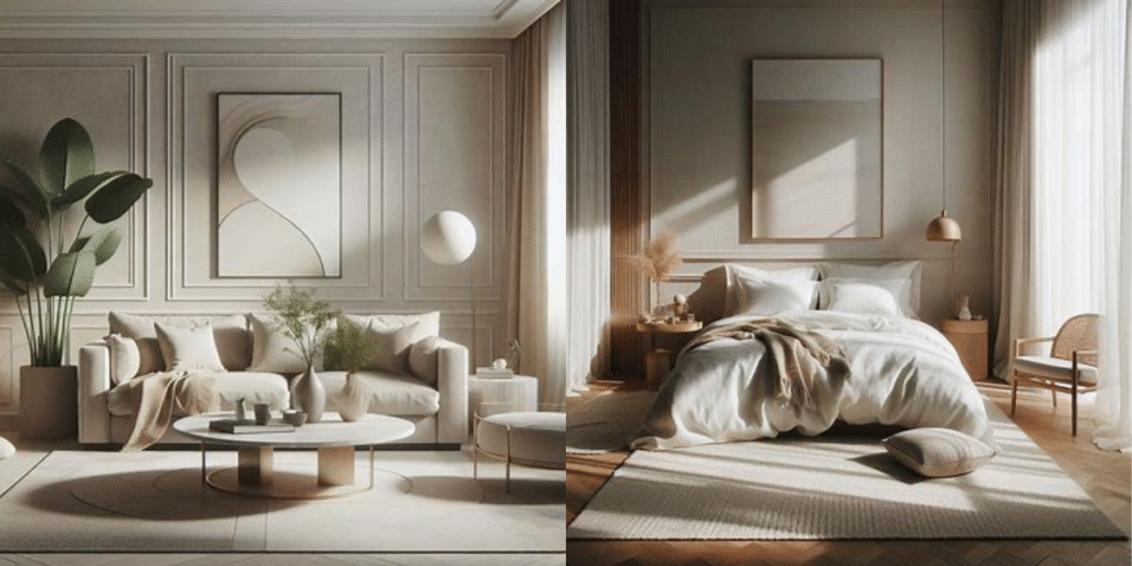 uncluttured bedroom to make home peaceful as well as opting for aesthetic decor. 