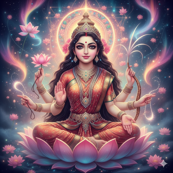 this is an image of maa lalita, she is one of the mahavidya and a deity in sanatan or hindu dharma
