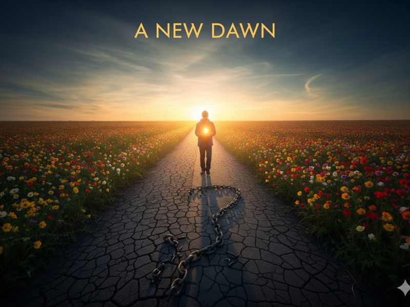 A lone figure walks down a flower-lined path toward a radiant sunrise, representing hope, healing, and Changing the Narrative on Suicide.