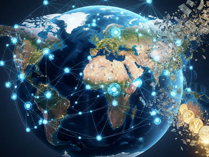 Global network of digital finance illuminated across continents—capturing CBDC news global digital currency trends.