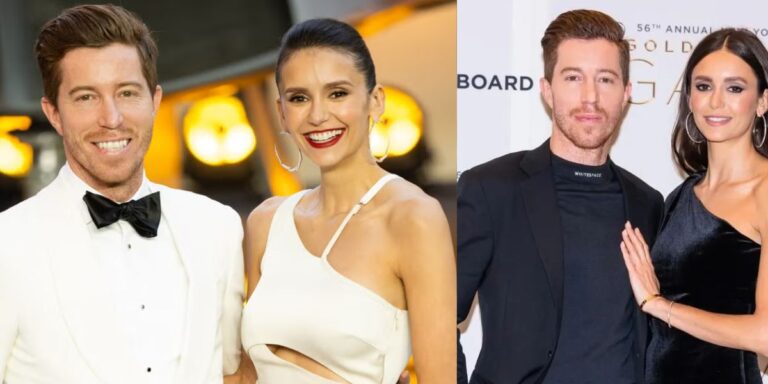 Nina Dobrev and Shaun White posing together at formal events before their split, highlighting public appearances ahead of the nina dobrev breakup 2025.