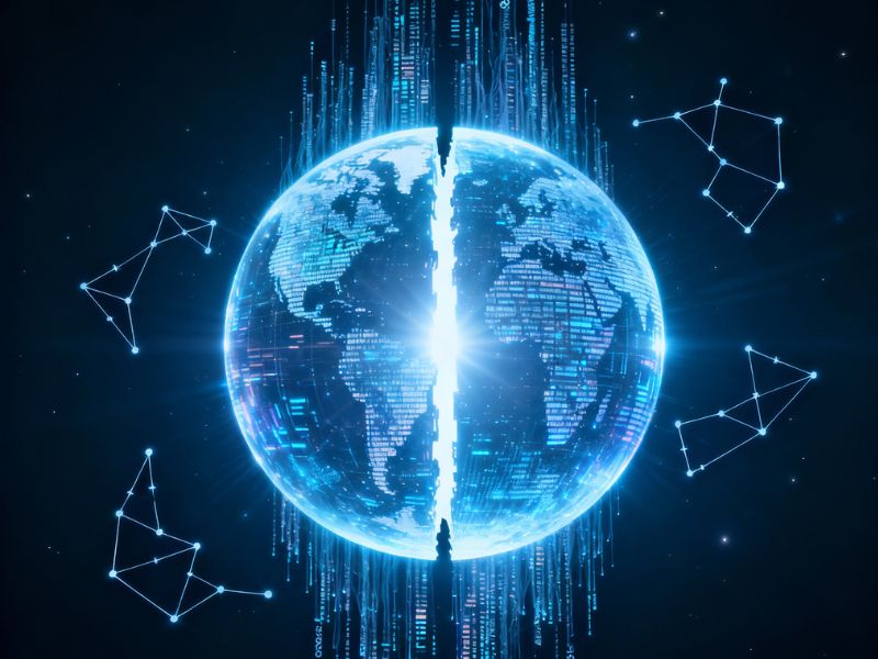 "Digitally rendered Earth with glowing data points—highlighting global connectivity and the wide-reaching impact of using a Perplexity AI guide for smarter research."