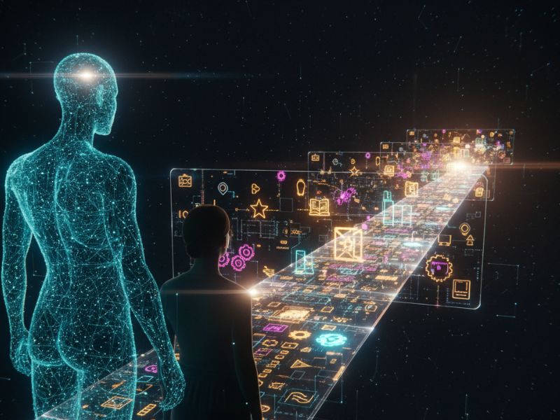 Futuristic data visualization environment with glowing graphs and holographic overlays, representing the analytical precision of an AI resume generator in parsing and ranking candidate data.