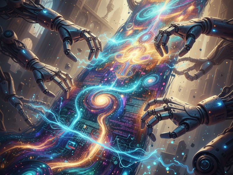 Intertwined robotic arms and glowing circuits highlight the rise of intelligent automation in this week’s AI news update