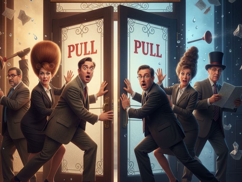 people trying to push a gate which should be pulled, revealing how stupid people can be, this is the scenario for aws codeguru tutorial.