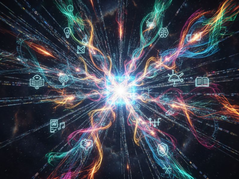 "Vibrant neural burst with mathematical overlays—illustrating dynamic data processing and cognitive depth in an AI chat experiment."