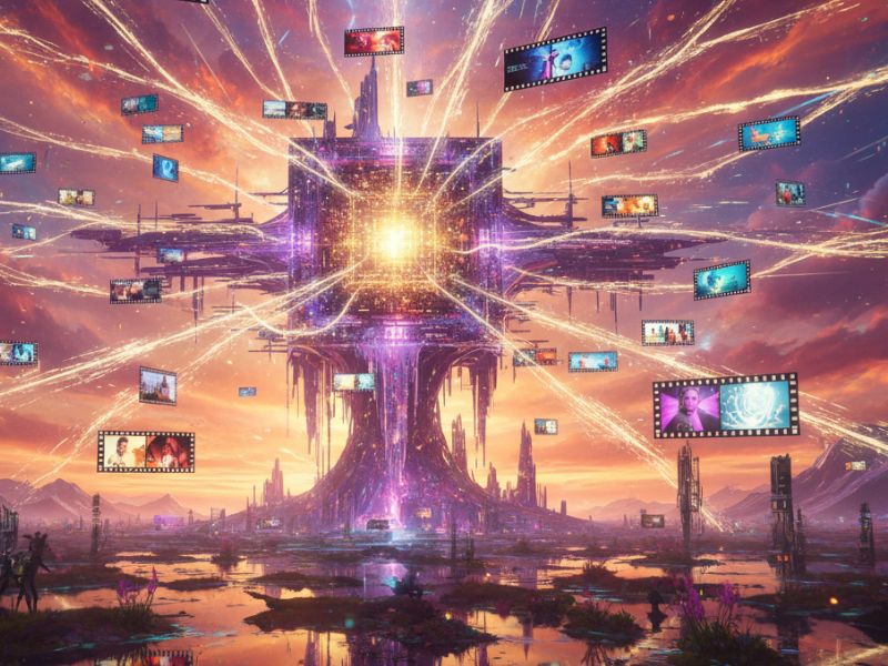 Alt Text: “Immersive AI workspace — a figure surrounded by floating screens and data streams, showcasing cutting-edge AI tools and transformative tech updates.”