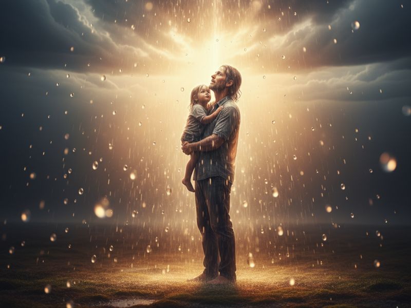 A glowing scene of a parent embracing a child in radiant light—evoking protection, love, and the spiritual depth of mental health for parents and children.
