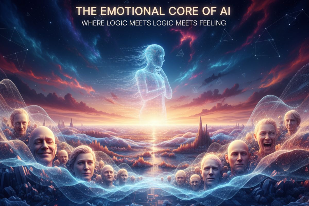 Microphone immersed in vibrant digital swirls—evoking expressive audio design and emotional depth in ElevenLabs AI review."