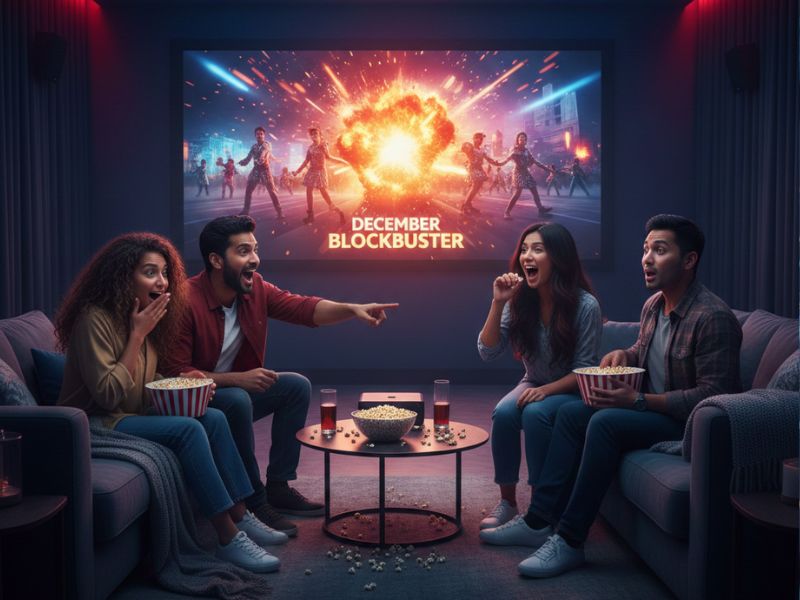 Group watching upcoming Bollywood movies together in a cozy indoor setting