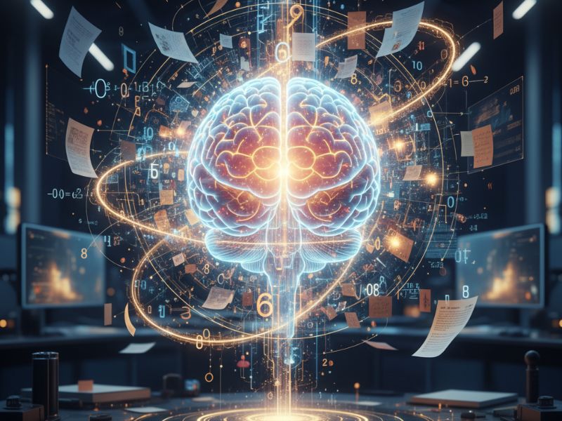 A radiant digital sphere surrounded by swirling data—representing the neural complexity and quantum depth of elicit AI research.”