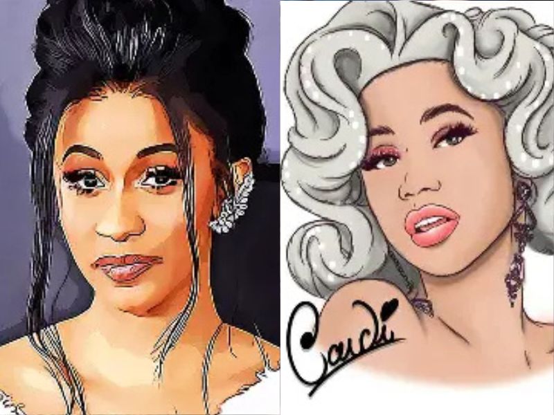 Artistic rendering of Cardi B capturing her iconic persona during the Cardi B fourth child media swirl.