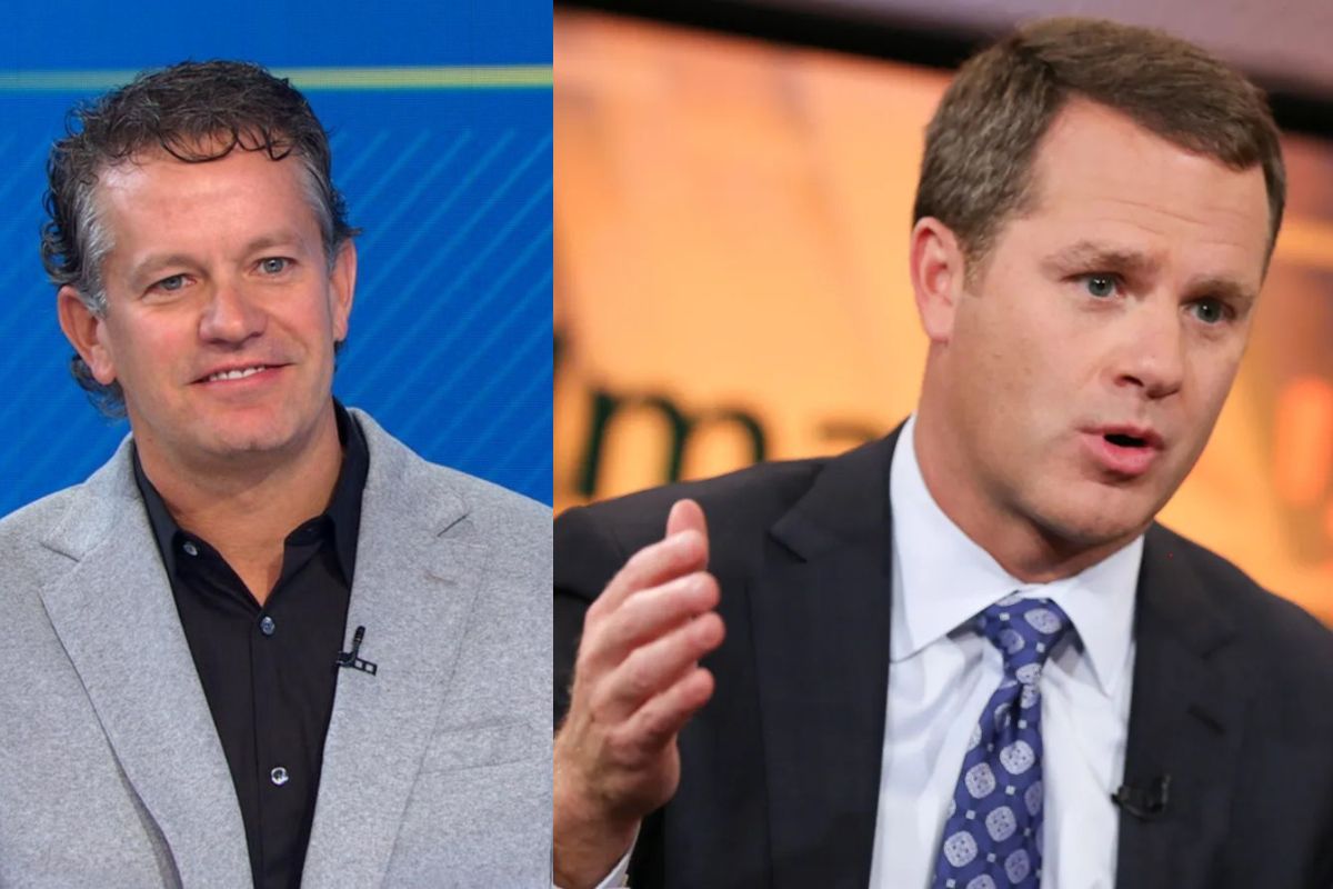 Two individuals in a formal interview or panel discussion setting—possibly reflecting public appearances or leadership insights from the Walmart new CEO on innovation and retail strategy.