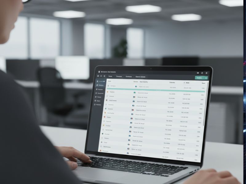 Detailed spreadsheet interface on a laptop screen, representing backend data analysis powered by Infer AI lead gen for sales performance tracking.