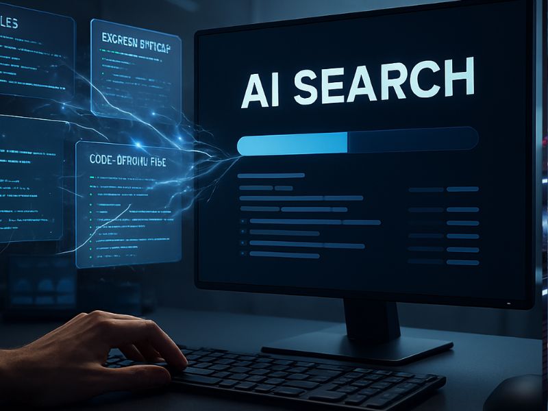 User interacting with Jina platform AI search interface on desktop screen