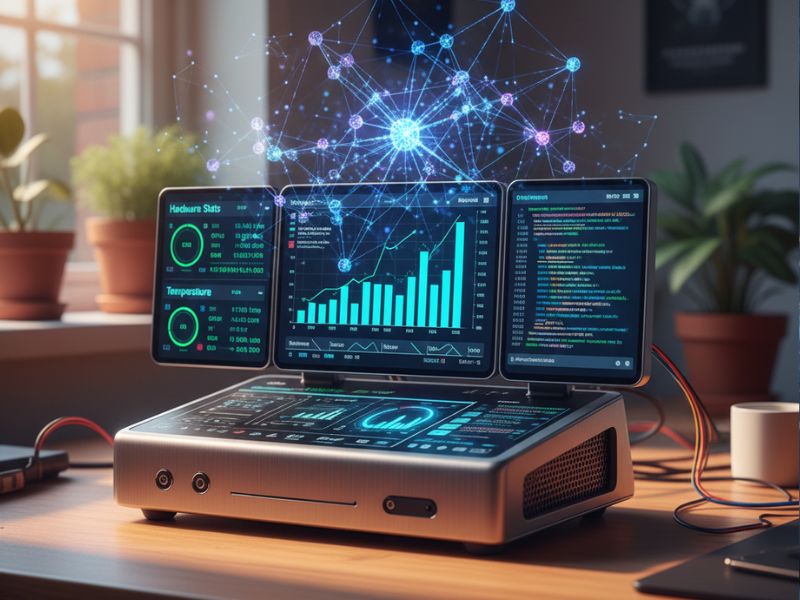 Cinematic dashboard analyzing a live sales call with glowing waveforms, sentiment bars, and keyword highlights. Showcases the power of open-source AI tools delivering real-time insights in a sleek, surreal workspace.